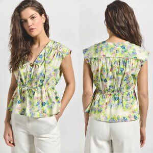 NWT New $295 DEREK LAM 10 CROSBY Caroline Double Tie Top Euphorbia Multi Size L